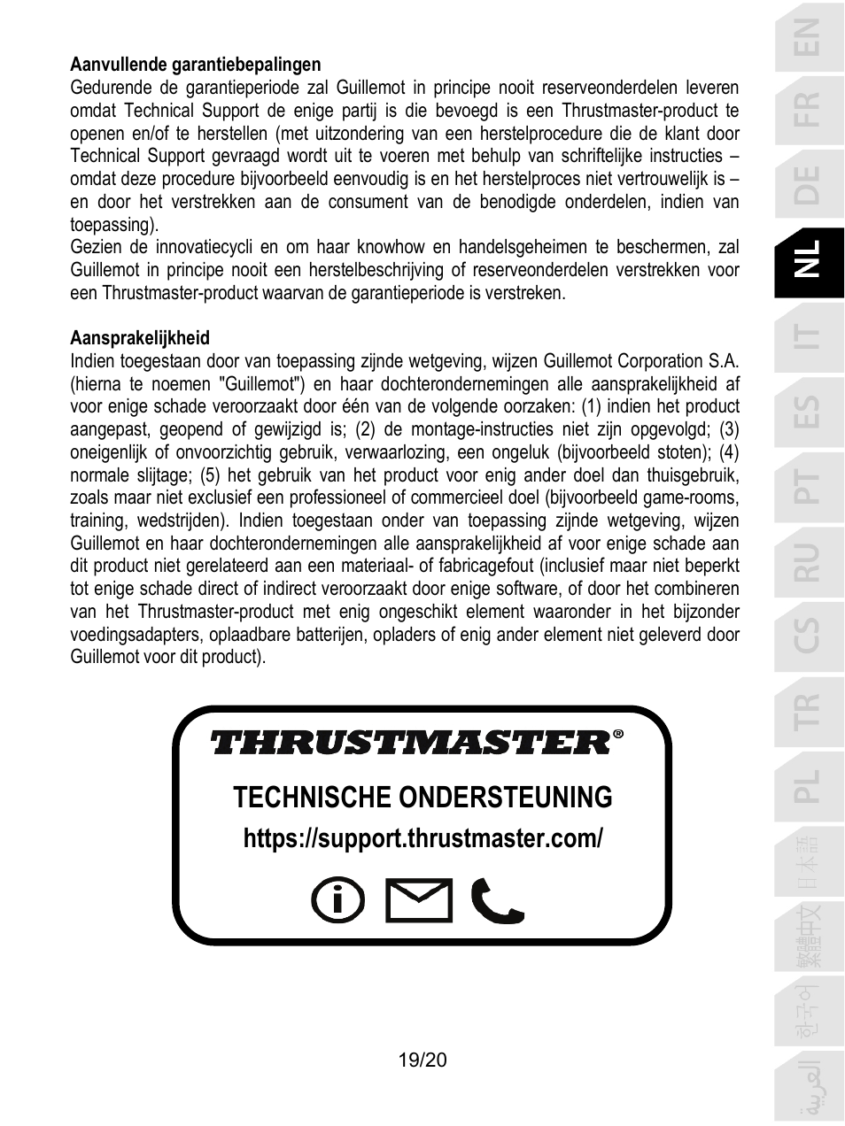 Technische ondersteuning | Thrustmaster TCA Yoke Boeing Edition Flight Stick User Manual | Page 80 / 415