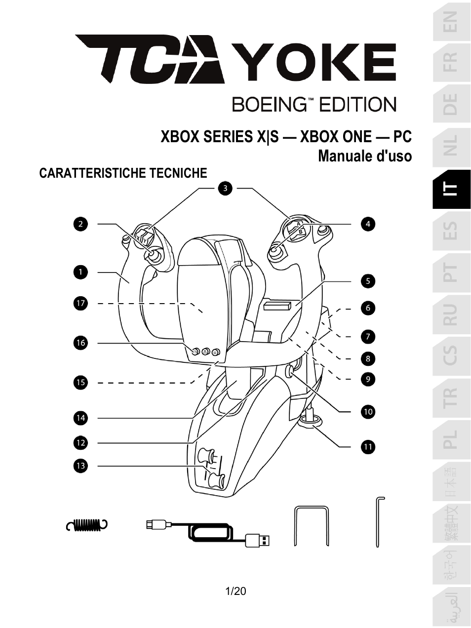 05_ita_tca_yoke_boeing_edition, Italiano, Xbox series x|s — xbox one — pc manuale d'uso | Thrustmaster TCA Yoke Boeing Edition Flight Stick User Manual | Page 82 / 415