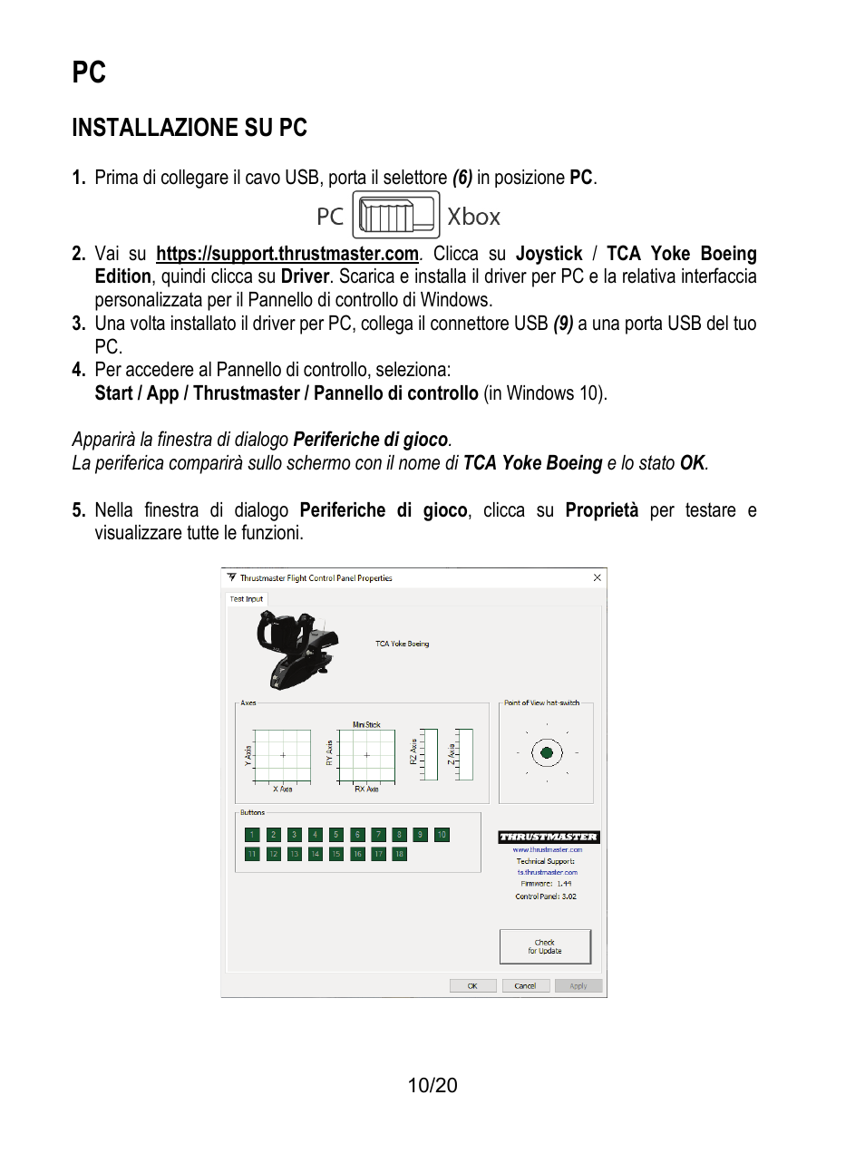 Installazione su pc | Thrustmaster TCA Yoke Boeing Edition Flight Stick User Manual | Page 91 / 415