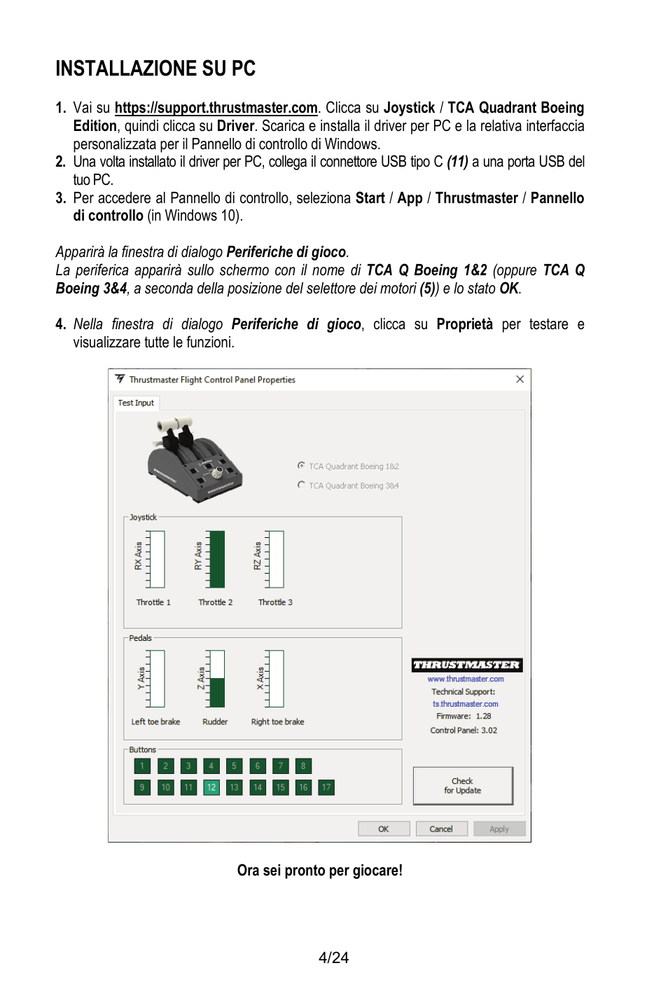 Installazione su pc | Thrustmaster TCA Yoke Pack Boeing Edition Flight Stick & Quadrant Bundle User Manual | Page 101 / 499