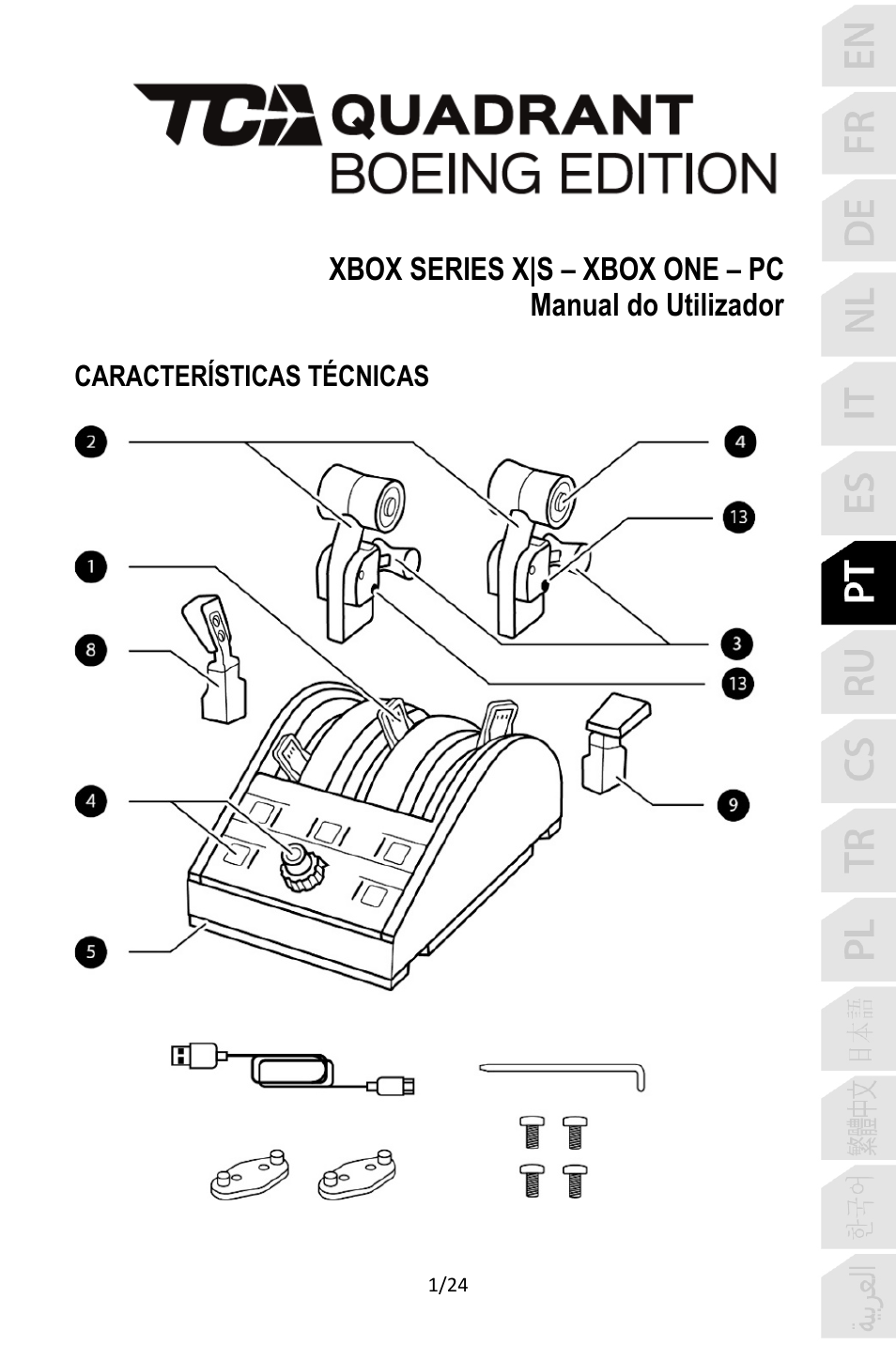 07_por_tca_quadrant_boeing_edition, Português | Thrustmaster TCA Yoke Pack Boeing Edition Flight Stick & Quadrant Bundle User Manual | Page 146 / 499