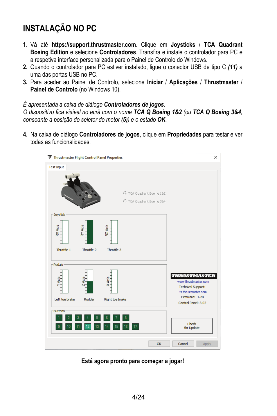 Instalação no pc | Thrustmaster TCA Yoke Pack Boeing Edition Flight Stick & Quadrant Bundle User Manual | Page 149 / 499