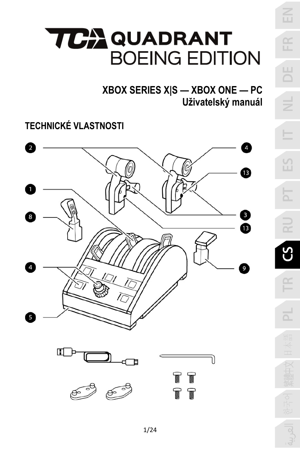 09_cze_tca_quadrant_boeing_edition, Čestina | Thrustmaster TCA Yoke Pack Boeing Edition Flight Stick & Quadrant Bundle User Manual | Page 194 / 499