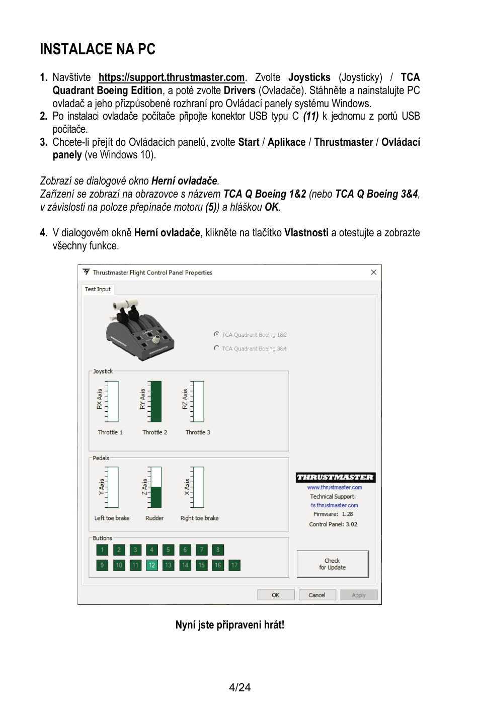 Instalace na pc | Thrustmaster TCA Yoke Pack Boeing Edition Flight Stick & Quadrant Bundle User Manual | Page 197 / 499