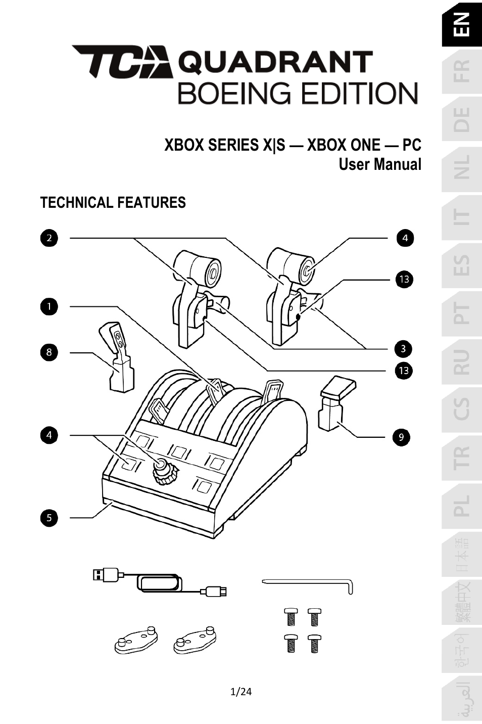 01_eng_tca_quadrant_boeing_edition, English | Thrustmaster TCA Yoke Pack Boeing Edition Flight Stick & Quadrant Bundle User Manual | Page 2 / 499