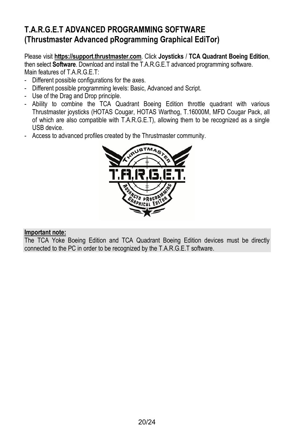 Thrustmaster TCA Yoke Pack Boeing Edition Flight Stick & Quadrant Bundle User Manual | Page 21 / 499