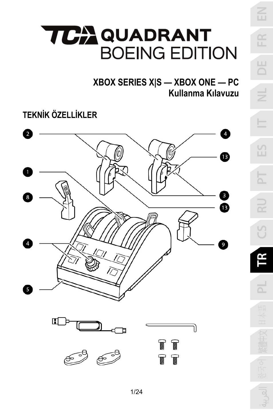 10_tur_tca_quadrant_boeing_edition, Türkçe | Thrustmaster TCA Yoke Pack Boeing Edition Flight Stick & Quadrant Bundle User Manual | Page 218 / 499