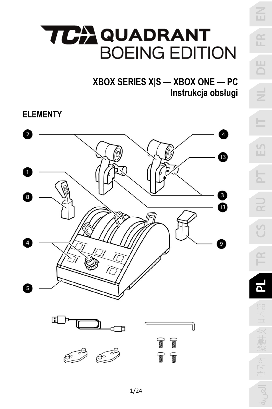 11_pol_tca_quadrant_boeing_edition, Polski | Thrustmaster TCA Yoke Pack Boeing Edition Flight Stick & Quadrant Bundle User Manual | Page 242 / 499