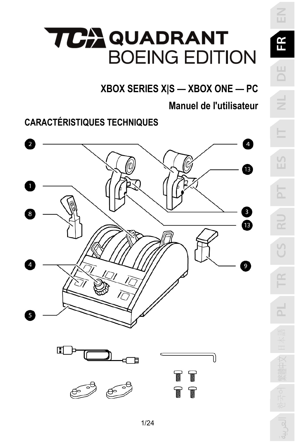 02_fra_tca_quadrant boeing_edition, Français | Thrustmaster TCA Yoke Pack Boeing Edition Flight Stick & Quadrant Bundle User Manual | Page 26 / 499