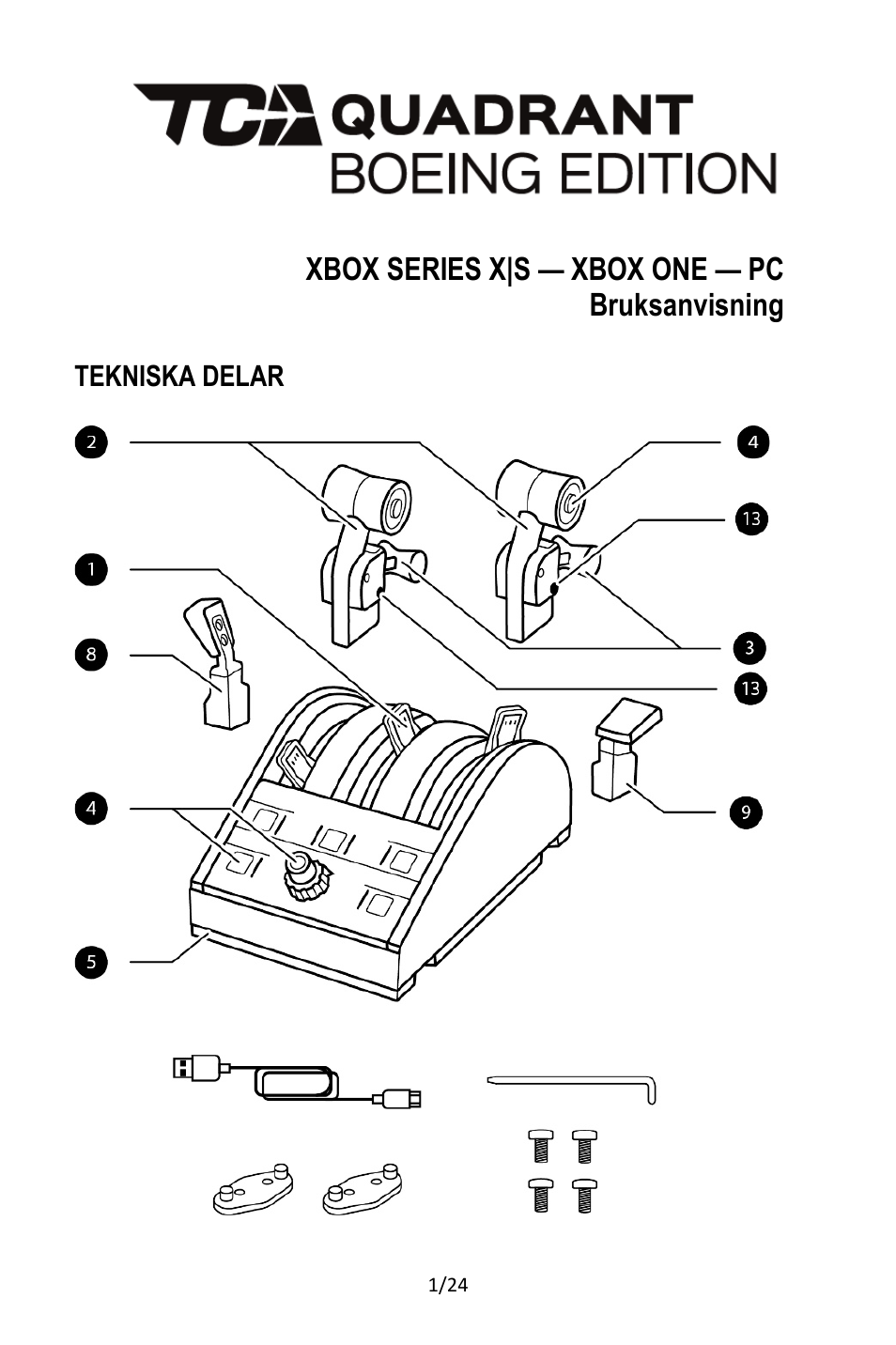 16_sv_tca_quadrant_boeing_edition, Svenska | Thrustmaster TCA Yoke Pack Boeing Edition Flight Stick & Quadrant Bundle User Manual | Page 380 / 499