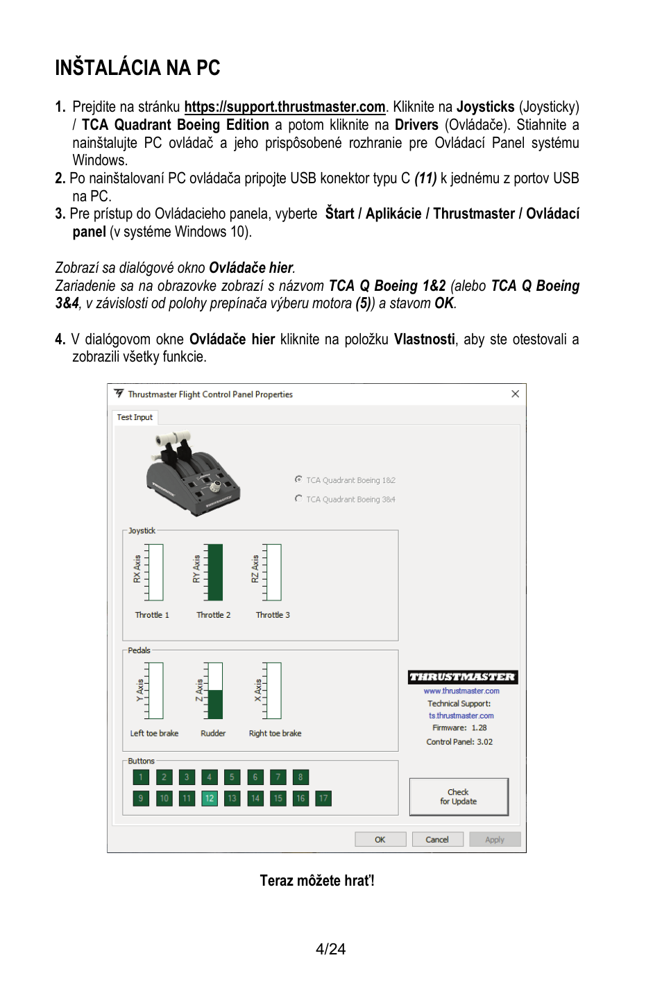 Inštalácia na pc | Thrustmaster TCA Yoke Pack Boeing Edition Flight Stick & Quadrant Bundle User Manual | Page 431 / 499