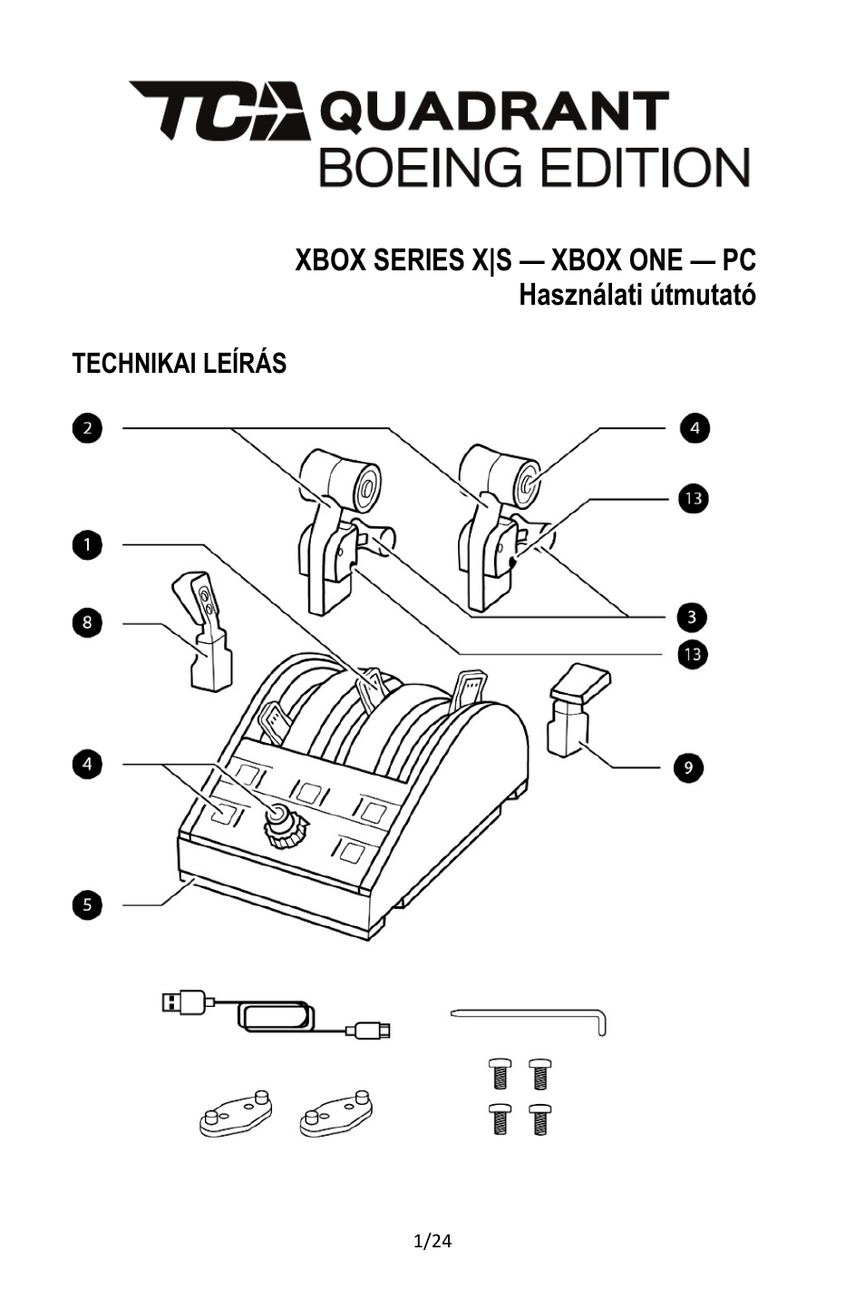 19_hu_tca_quadrant_boeing_edition, Magyar nyelv | Thrustmaster TCA Yoke Pack Boeing Edition Flight Stick & Quadrant Bundle User Manual | Page 452 / 499