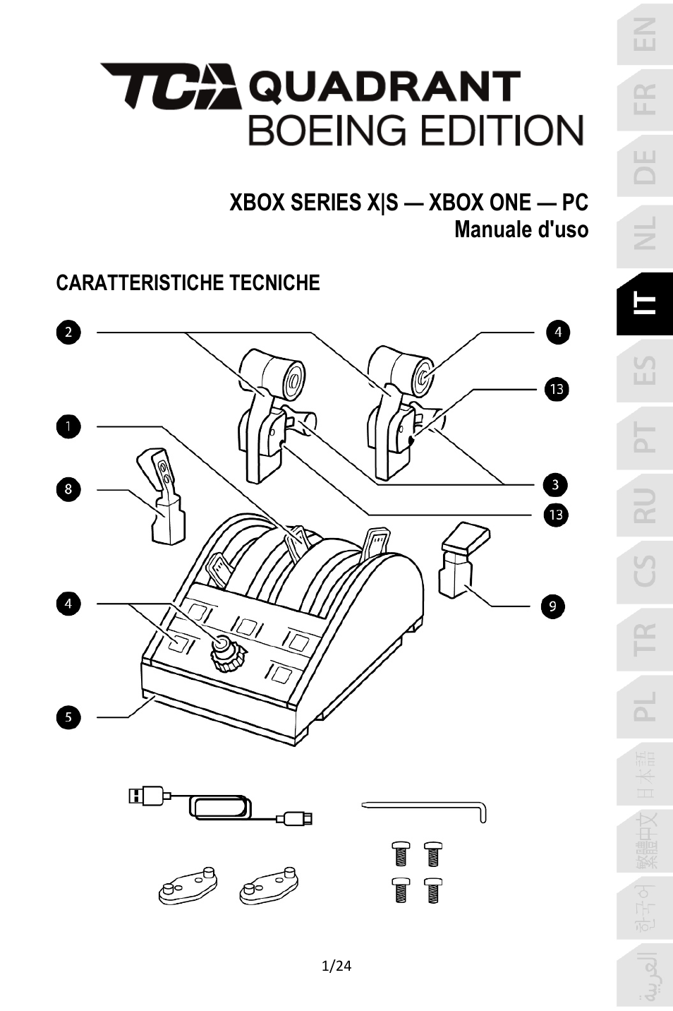 05_ita_tca_quadrant_boeing_edition, Italiano | Thrustmaster TCA Yoke Pack Boeing Edition Flight Stick & Quadrant Bundle User Manual | Page 98 / 499