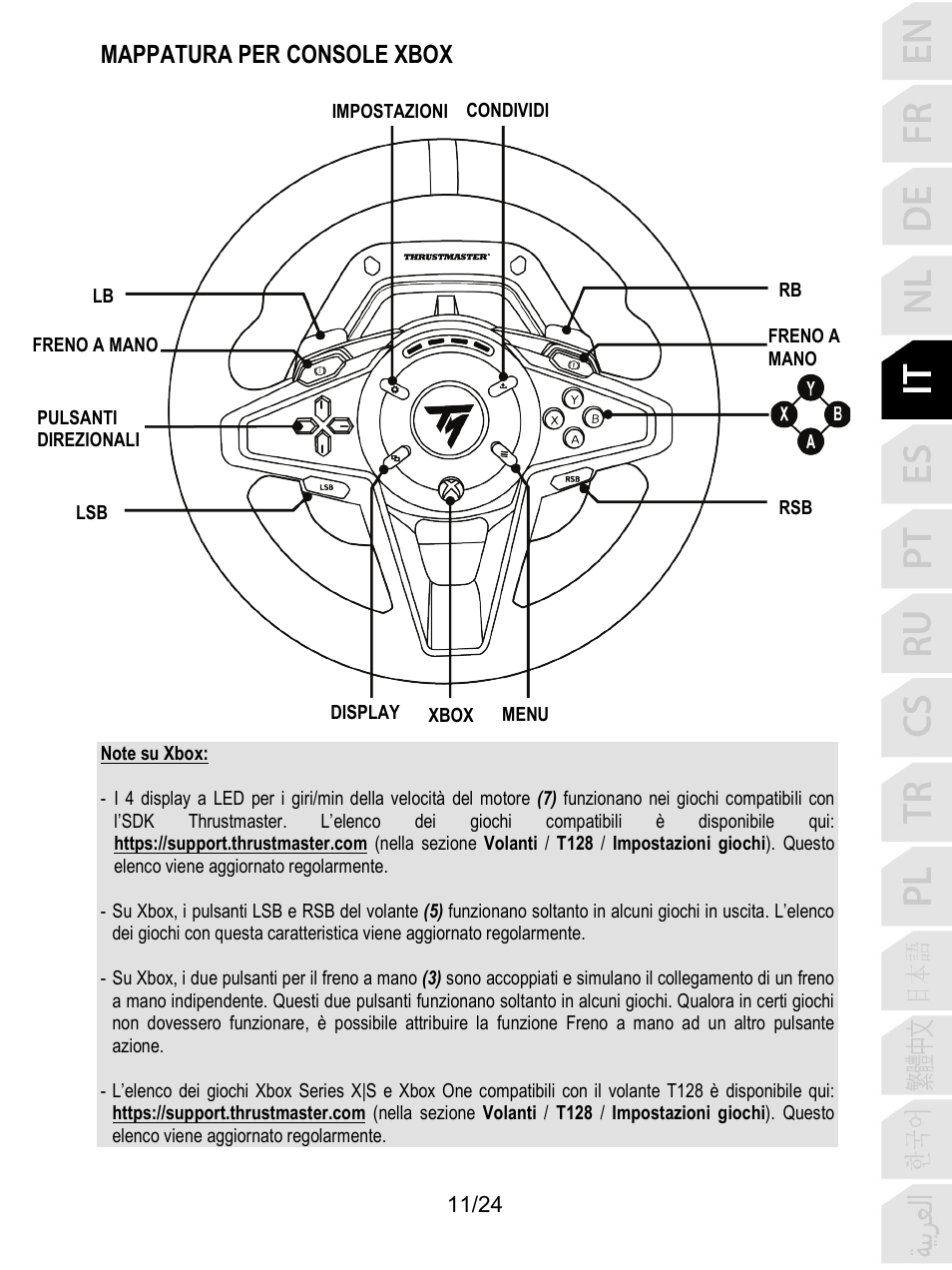 Mappatura per console xbox | Thrustmaster T128 Racing Wheel and Pedal Set for Xbox Series X/S & PC User Manual | Page 108 / 523