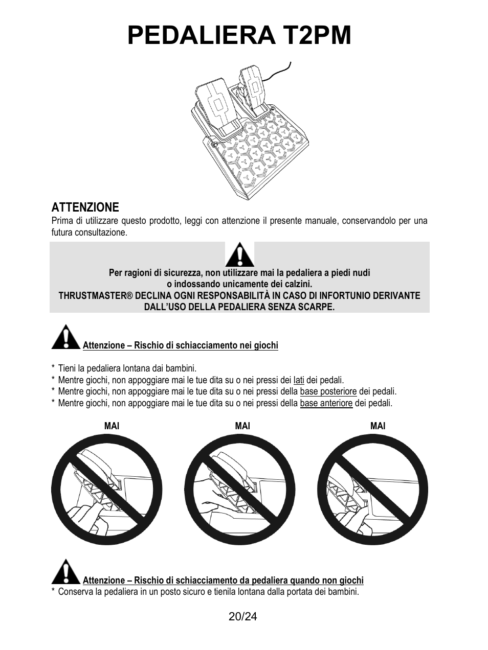 Attenzione, Pedaliera t2pm | Thrustmaster T128 Racing Wheel and Pedal Set for Xbox Series X/S & PC User Manual | Page 117 / 523