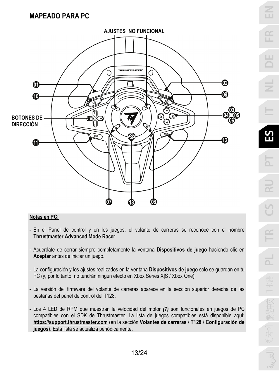 Mapeado para pc | Thrustmaster T128 Racing Wheel and Pedal Set for Xbox Series X/S & PC User Manual | Page 134 / 523