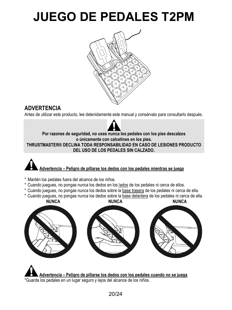 Advertencia, Juego de pedales t2pm | Thrustmaster T128 Racing Wheel and Pedal Set for Xbox Series X/S & PC User Manual | Page 141 / 523