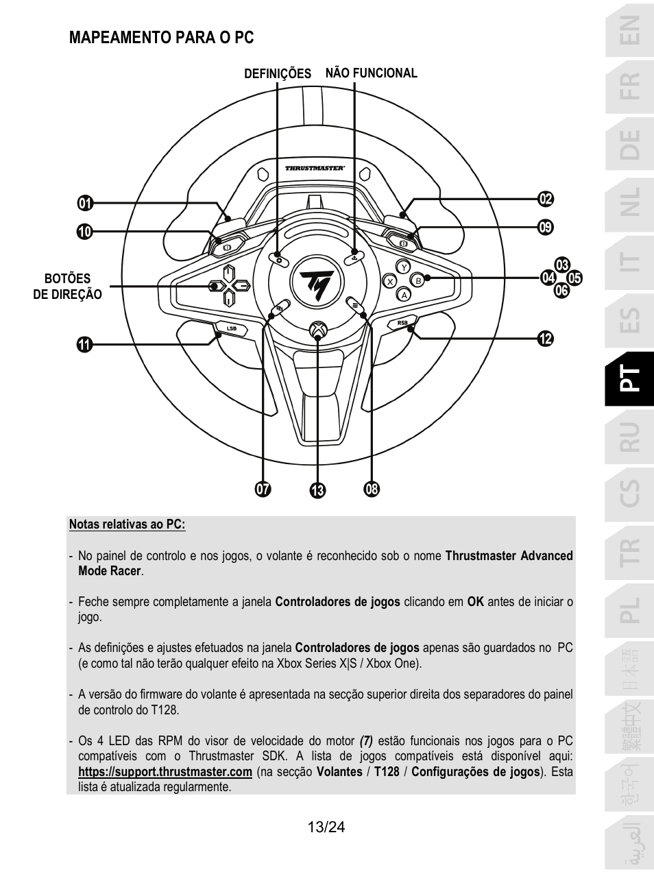 Mapeamento para o pc | Thrustmaster T128 Racing Wheel and Pedal Set for Xbox Series X/S & PC User Manual | Page 158 / 523