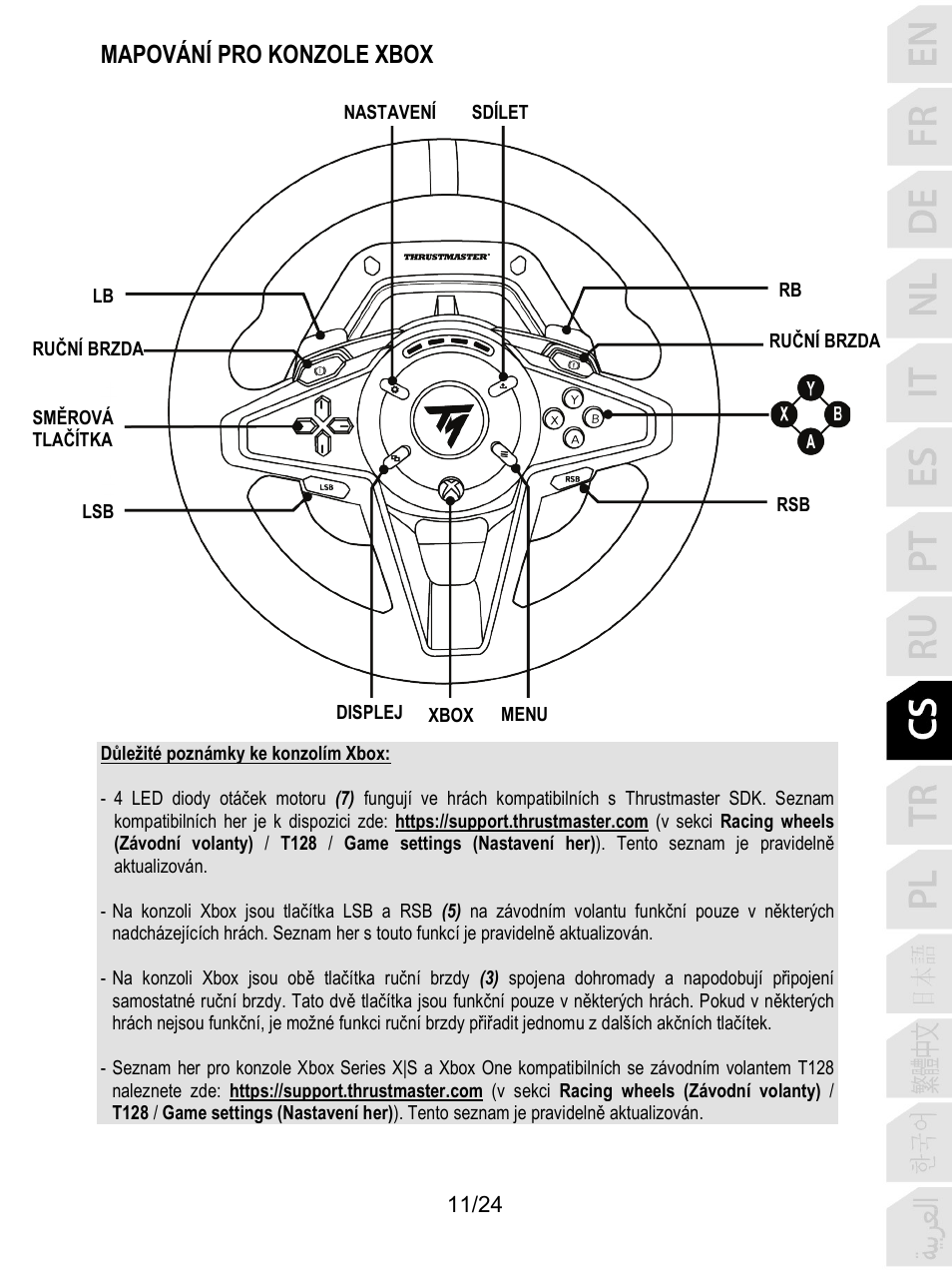 Mapování pro konzole xbox | Thrustmaster T128 Racing Wheel and Pedal Set for Xbox Series X/S & PC User Manual | Page 228 / 523