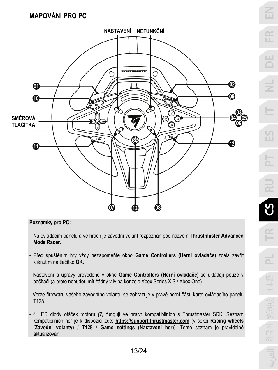 Mapování pro pc | Thrustmaster T128 Racing Wheel and Pedal Set for Xbox Series X/S & PC User Manual | Page 230 / 523