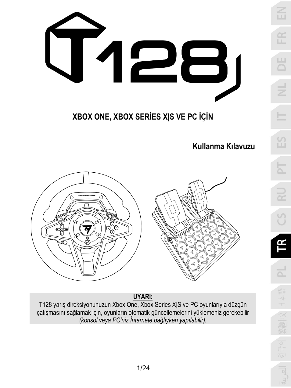 10_tur_t128x, Türkçe | Thrustmaster T128 Racing Wheel and Pedal Set for Xbox Series X/S & PC User Manual | Page 242 / 523