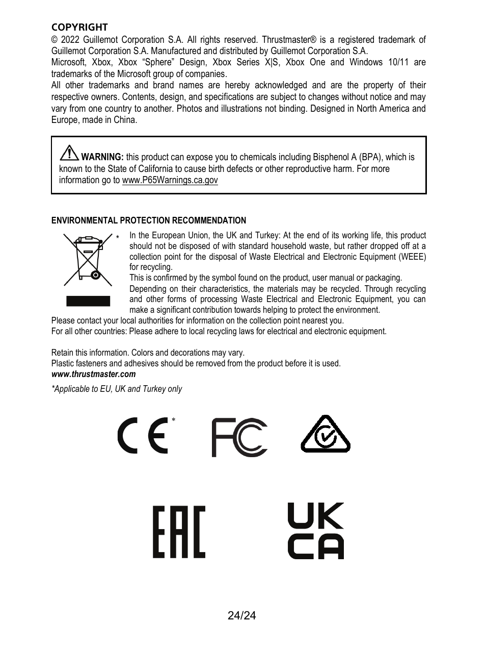 Thrustmaster T128 Racing Wheel and Pedal Set for Xbox Series X/S & PC User Manual | Page 25 / 523