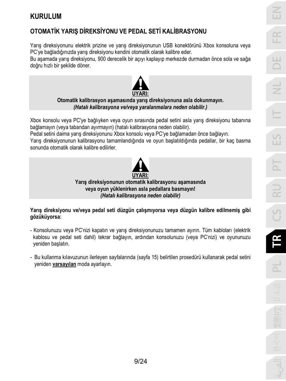 Kurulum | Thrustmaster T128 Racing Wheel and Pedal Set for Xbox Series X/S & PC User Manual | Page 250 / 523