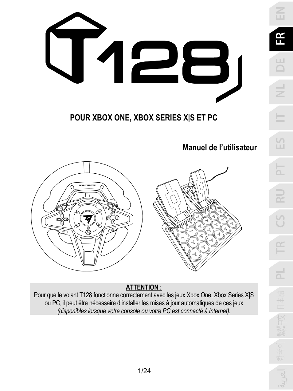 02_fra_t128x, Français | Thrustmaster T128 Racing Wheel and Pedal Set for Xbox Series X/S & PC User Manual | Page 26 / 523