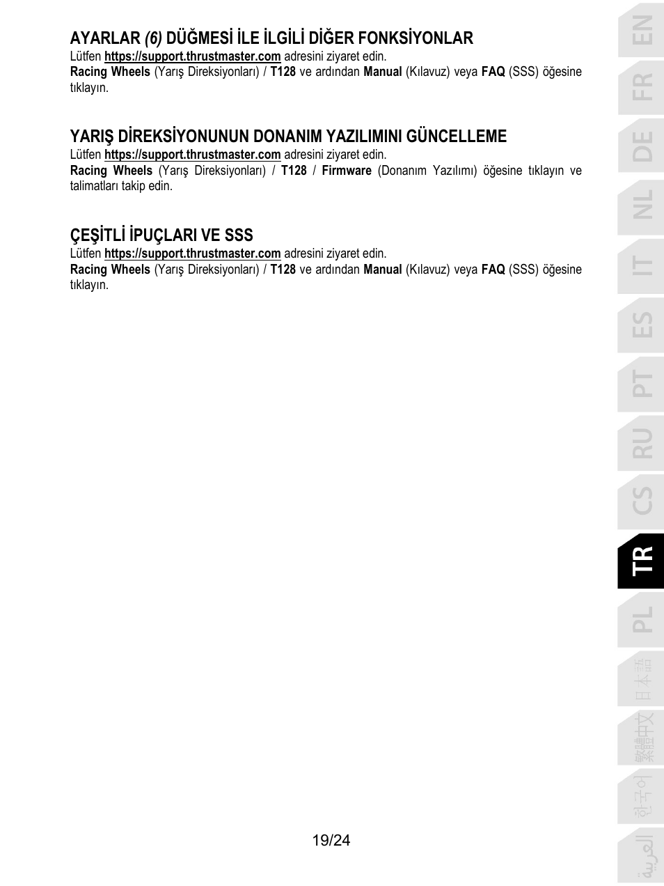 Çeşi̇tli̇ i̇puçlari ve sss | Thrustmaster T128 Racing Wheel and Pedal Set for Xbox Series X/S & PC User Manual | Page 260 / 523