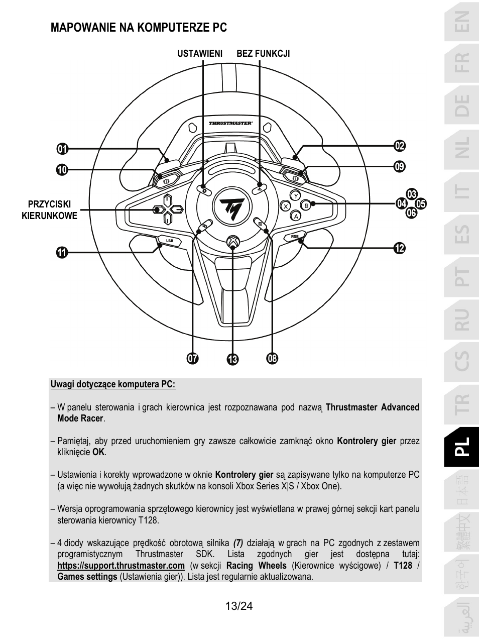 Mapowanie na komputerze pc | Thrustmaster T128 Racing Wheel and Pedal Set for Xbox Series X/S & PC User Manual | Page 278 / 523