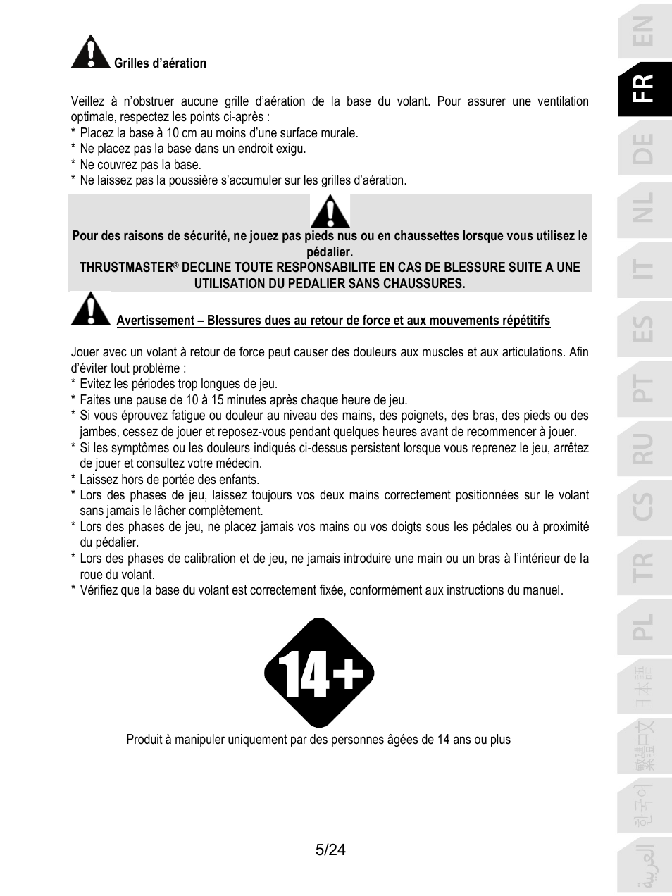 Thrustmaster T128 Racing Wheel and Pedal Set for Xbox Series X/S & PC User Manual | Page 30 / 523