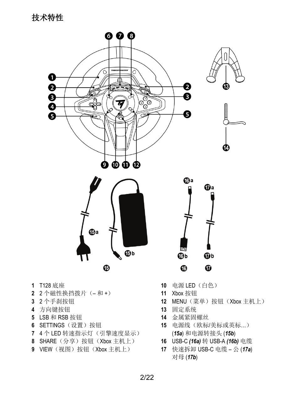 技术特性 | Thrustmaster T128 Racing Wheel and Pedal Set for Xbox Series X/S & PC User Manual | Page 315 / 523