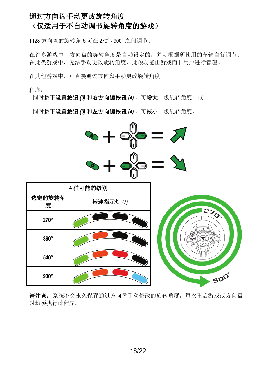 通过方向盘手动更改旋转角度 （仅适用于不自动调节旋转角度的游戏 | Thrustmaster T128 Racing Wheel and Pedal Set for Xbox Series X/S & PC User Manual | Page 331 / 523