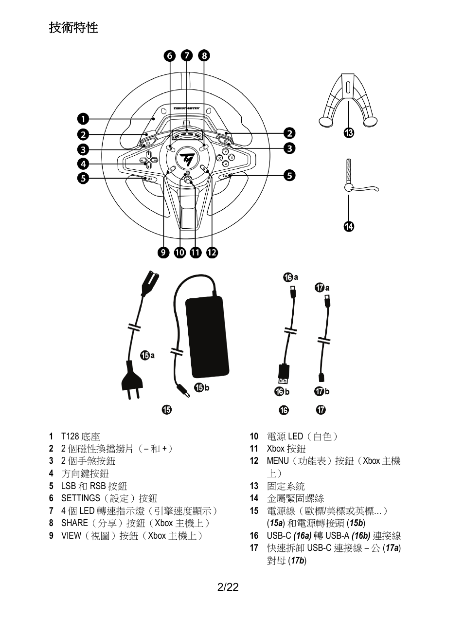 技術特性 | Thrustmaster T128 Racing Wheel and Pedal Set for Xbox Series X/S & PC User Manual | Page 337 / 523