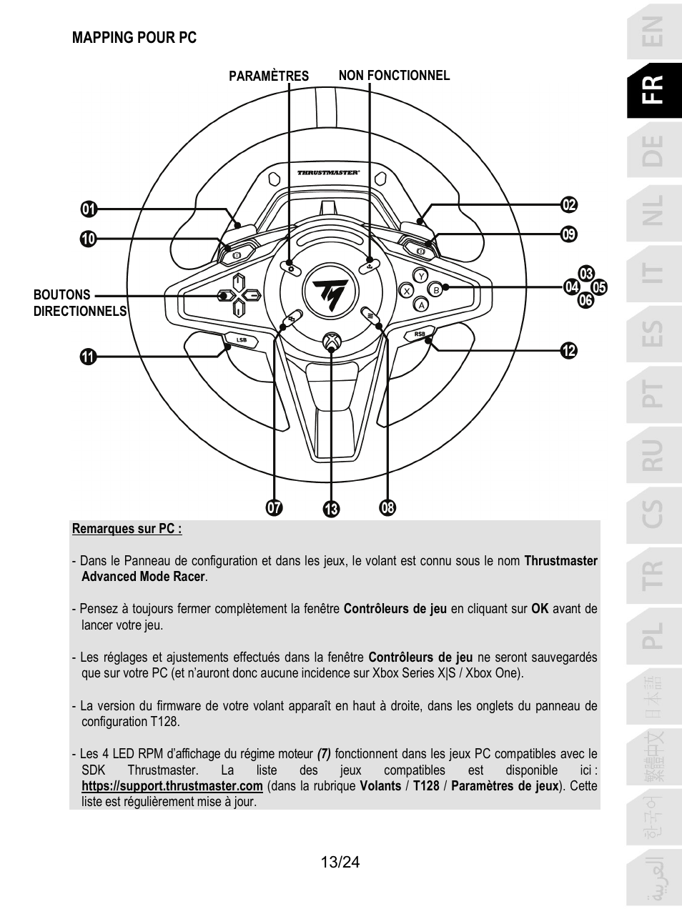 Thrustmaster T128 Racing Wheel and Pedal Set for Xbox Series X/S & PC User Manual | Page 38 / 523