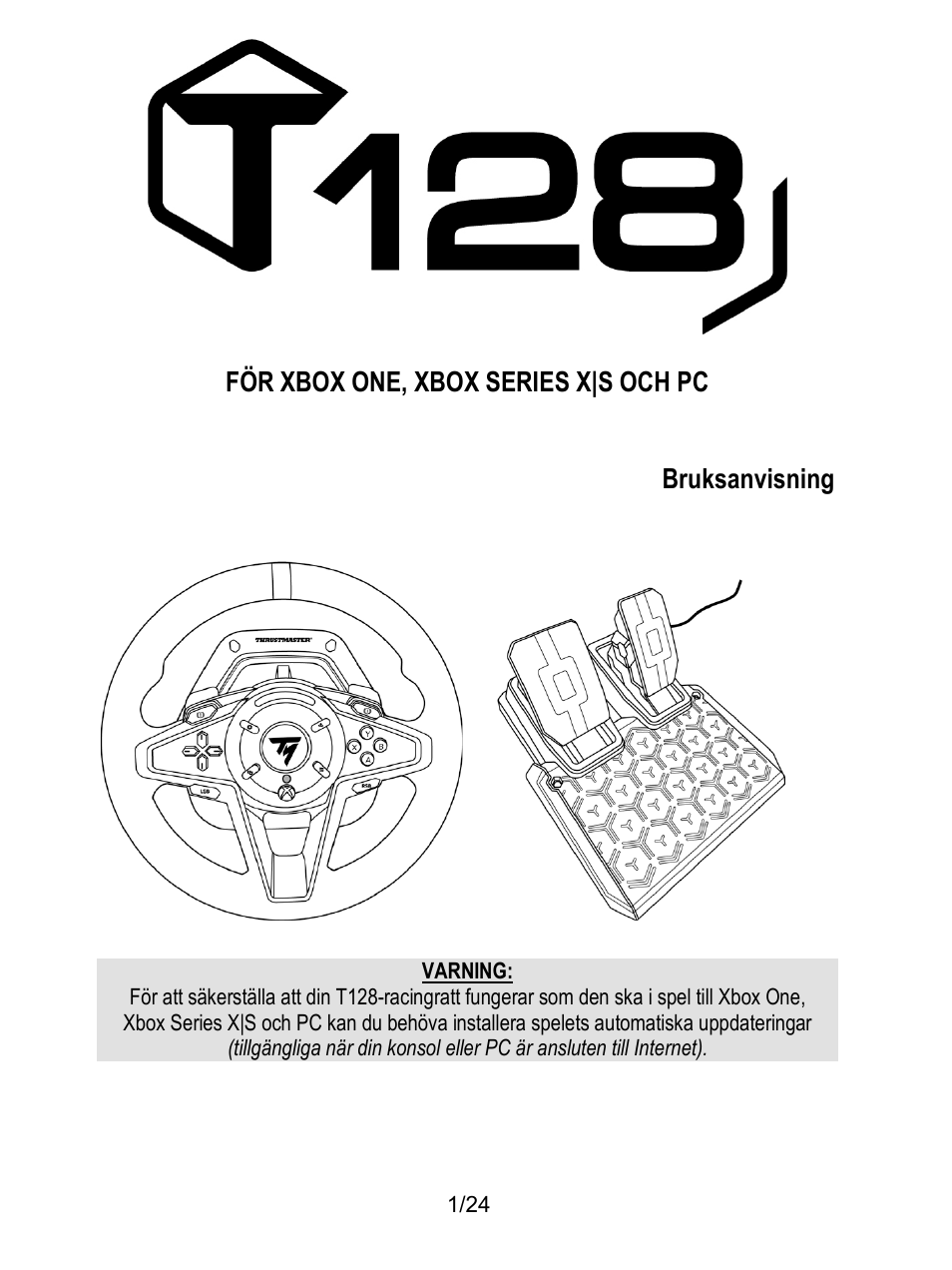 16_sv_t128x, Svenska | Thrustmaster T128 Racing Wheel and Pedal Set for Xbox Series X/S & PC User Manual | Page 404 / 523