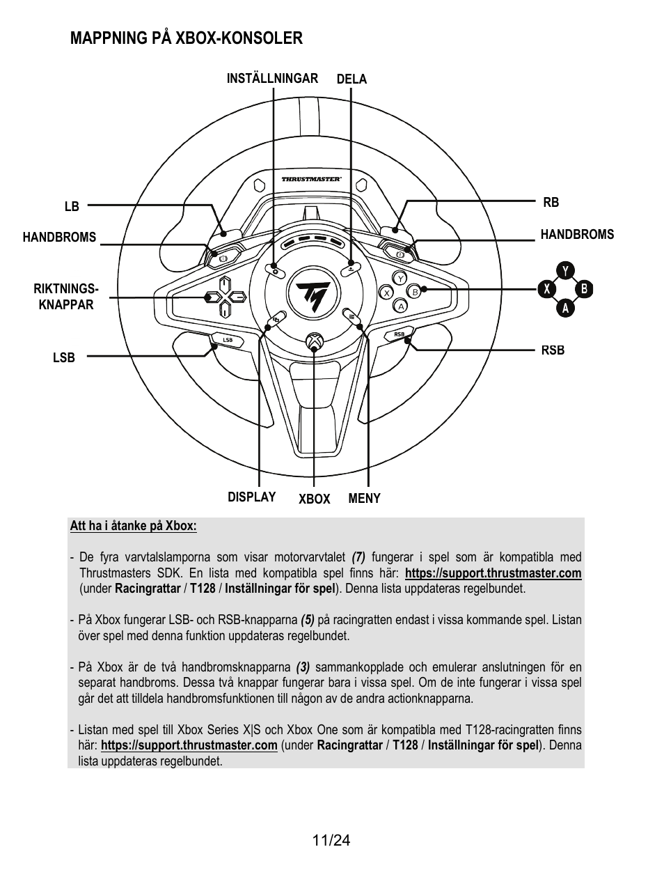 Mappning på xbox-konsoler | Thrustmaster T128 Racing Wheel and Pedal Set for Xbox Series X/S & PC User Manual | Page 414 / 523