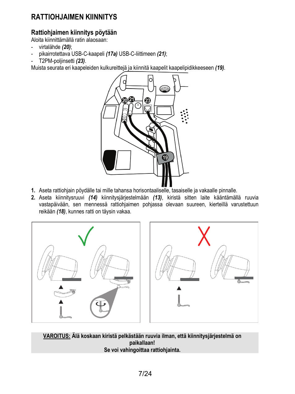 Rattiohjaimen kiinnitys | Thrustmaster T128 Racing Wheel and Pedal Set for Xbox Series X/S & PC User Manual | Page 434 / 523