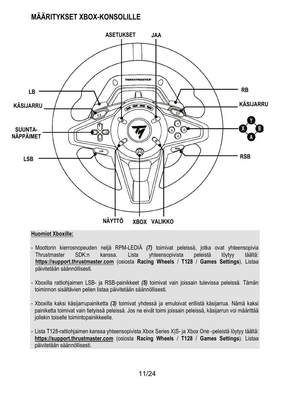 Määritykset xbox-konsolille | Thrustmaster T128 Racing Wheel and Pedal Set for Xbox Series X/S & PC User Manual | Page 438 / 523