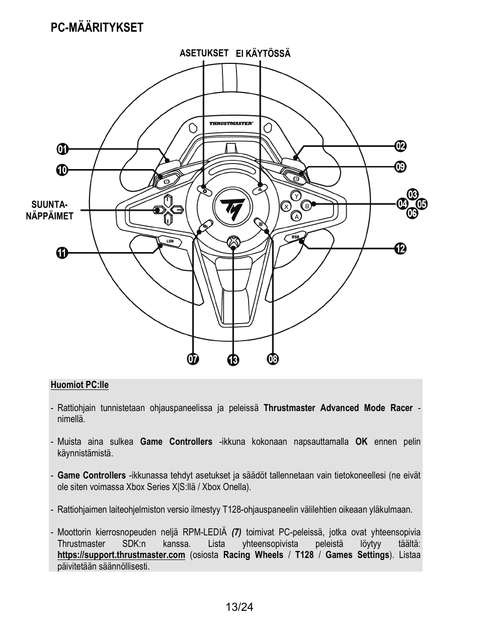 Pc-määritykset | Thrustmaster T128 Racing Wheel and Pedal Set for Xbox Series X/S & PC User Manual | Page 440 / 523