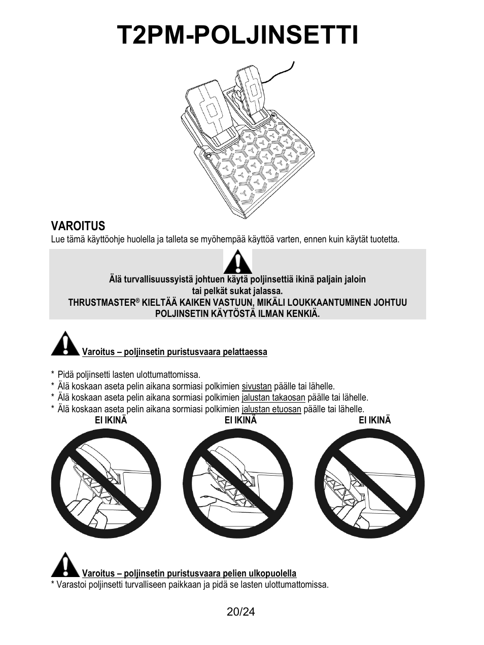 Varoitus, T2pm-poljinsetti | Thrustmaster T128 Racing Wheel and Pedal Set for Xbox Series X/S & PC User Manual | Page 447 / 523