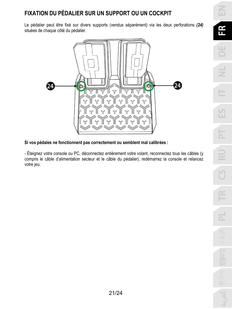 Fixation du pédalier sur un support ou un cockpit | Thrustmaster T128 Racing Wheel and Pedal Set for Xbox Series X/S & PC User Manual | Page 46 / 523