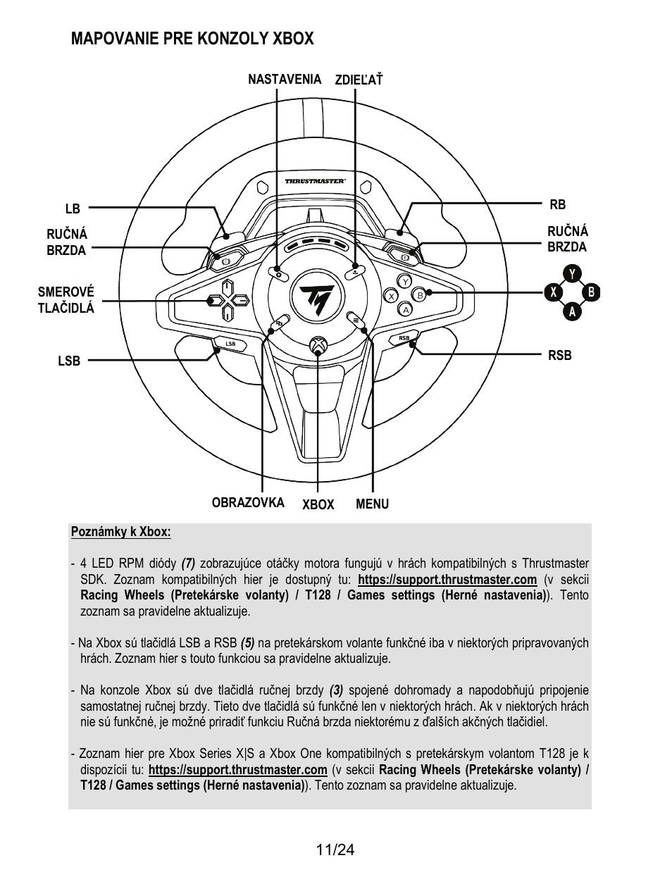 Mapovanie pre konzoly xbox | Thrustmaster T128 Racing Wheel and Pedal Set for Xbox Series X/S & PC User Manual | Page 462 / 523