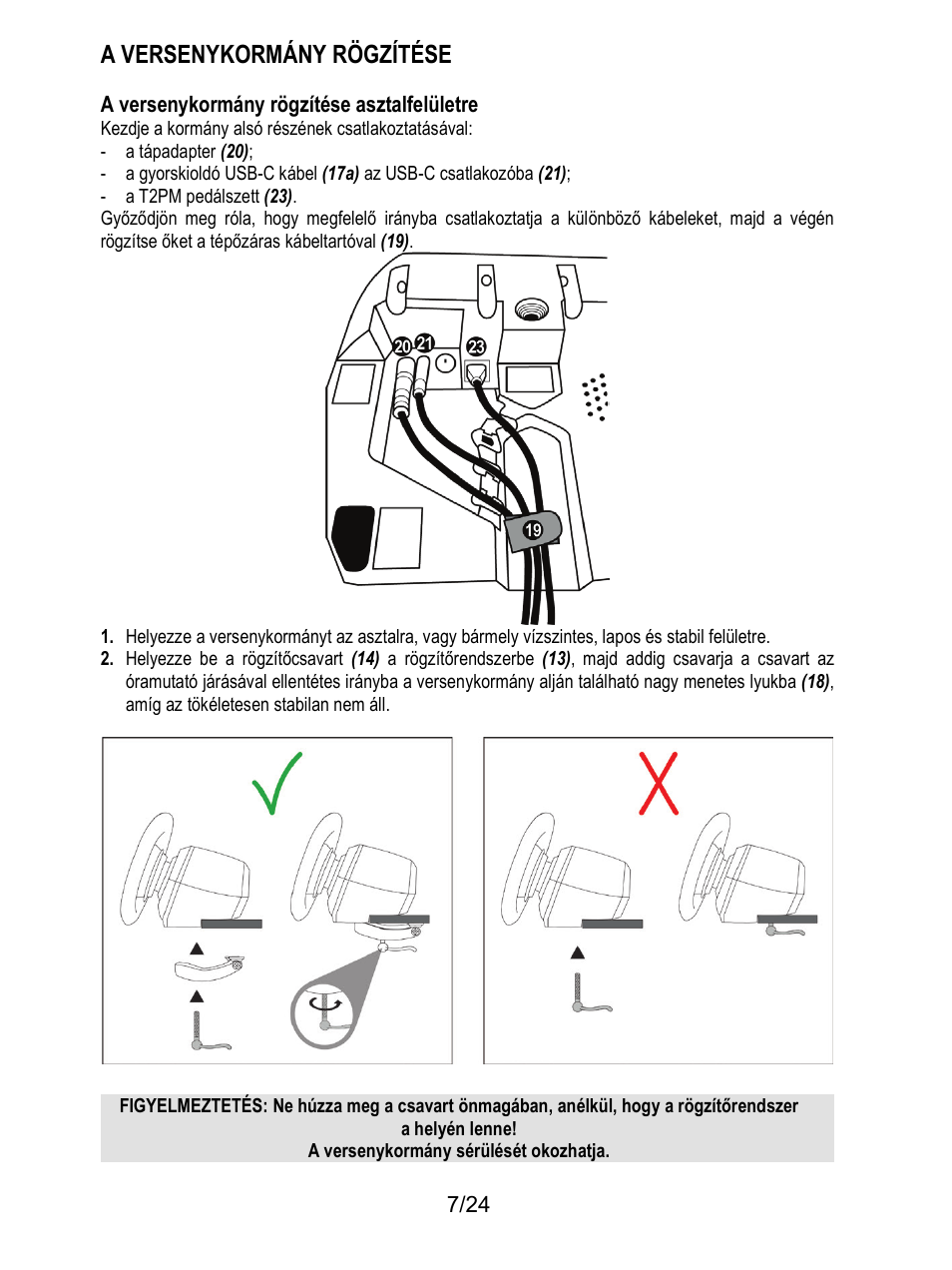 A versenykormány rögzítése | Thrustmaster T128 Racing Wheel and Pedal Set for Xbox Series X/S & PC User Manual | Page 482 / 523