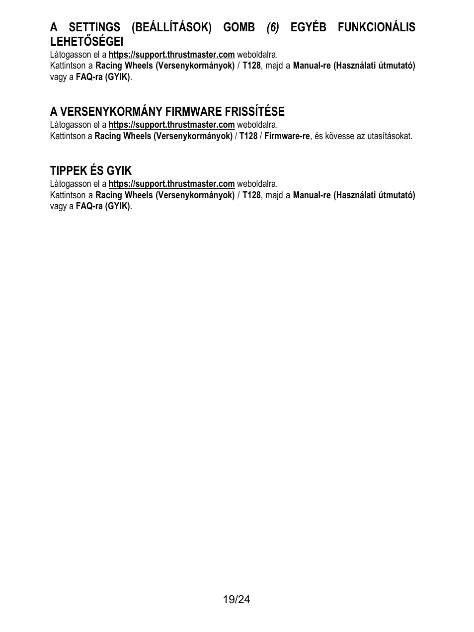 A versenykormány firmware frissítése, Tippek és gyik | Thrustmaster T128 Racing Wheel and Pedal Set for Xbox Series X/S & PC User Manual | Page 494 / 523