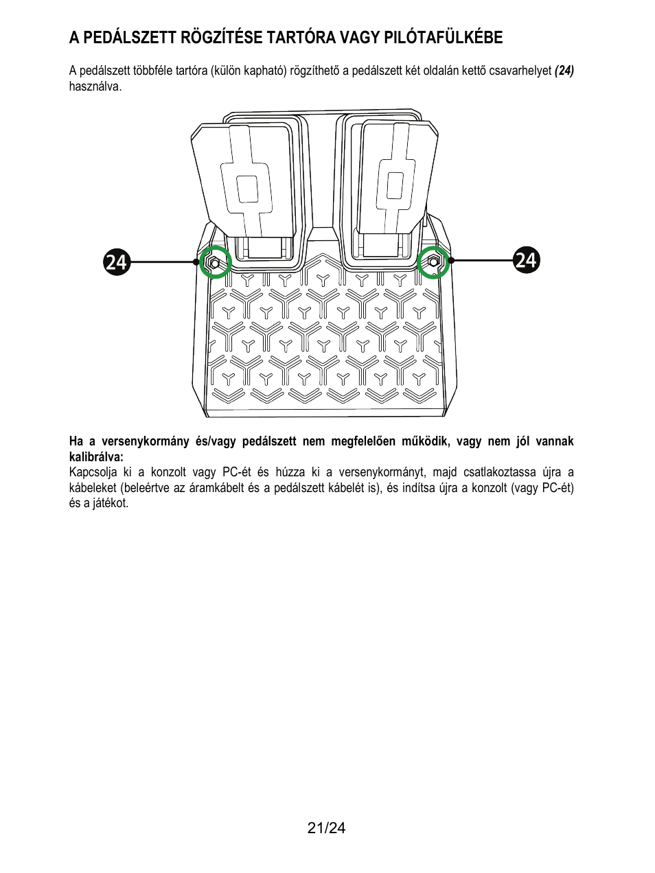 A pedálszett rögzítése tartóra vagy pilótafülkébe | Thrustmaster T128 Racing Wheel and Pedal Set for Xbox Series X/S & PC User Manual | Page 496 / 523