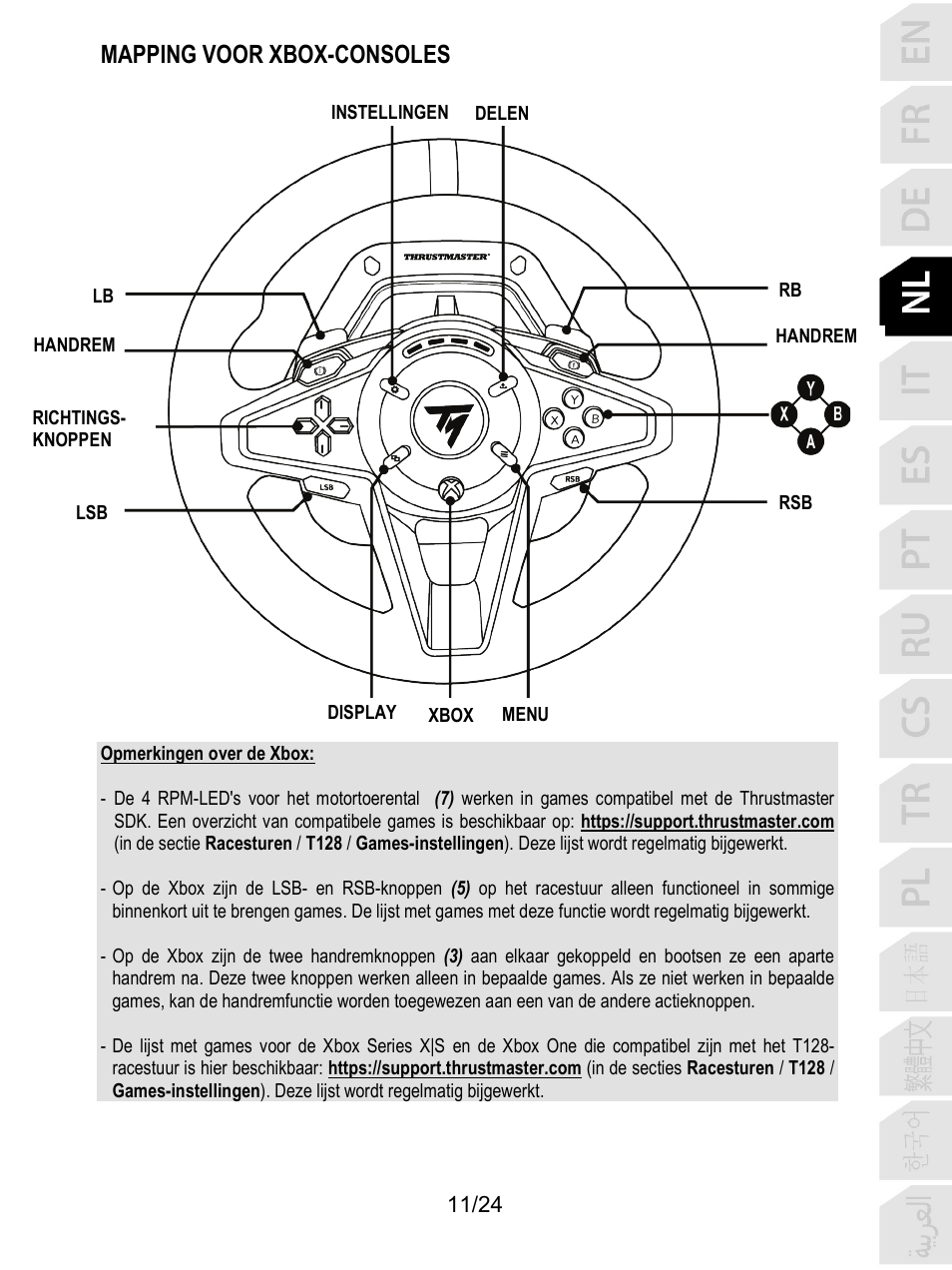 Mapping voor xbox-consoles | Thrustmaster T128 Racing Wheel and Pedal Set for Xbox Series X/S & PC User Manual | Page 84 / 523