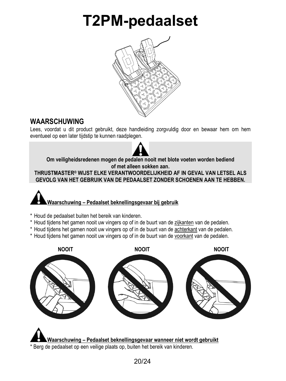 Waarschuwing, T2pm-pedaalset | Thrustmaster T128 Racing Wheel and Pedal Set for Xbox Series X/S & PC User Manual | Page 93 / 523