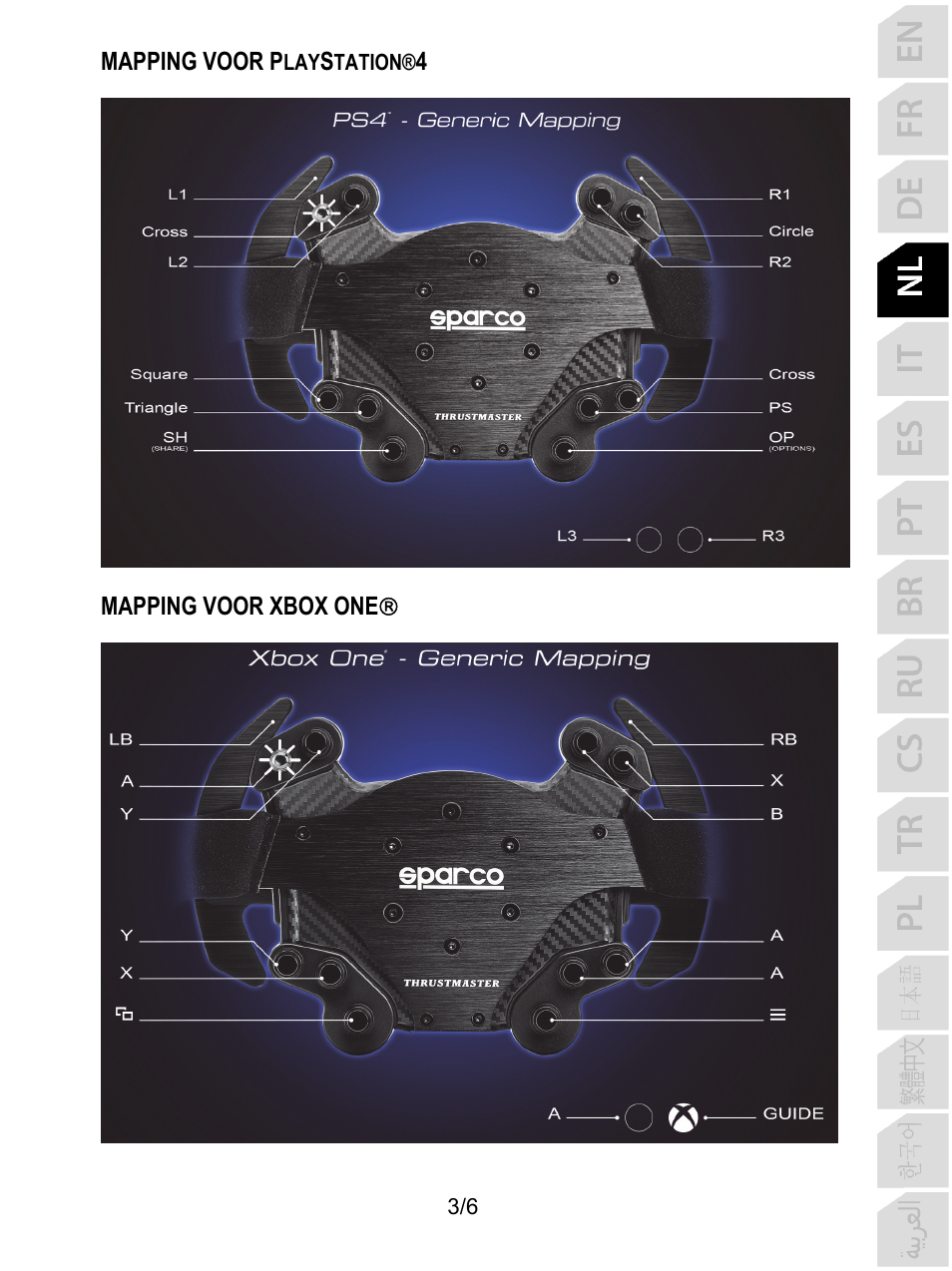 Mapping voor p, Mapping voor xbox one | Thrustmaster P310 Mod TM Competition Add-On SpWheel User Manual | Page 22 / 95