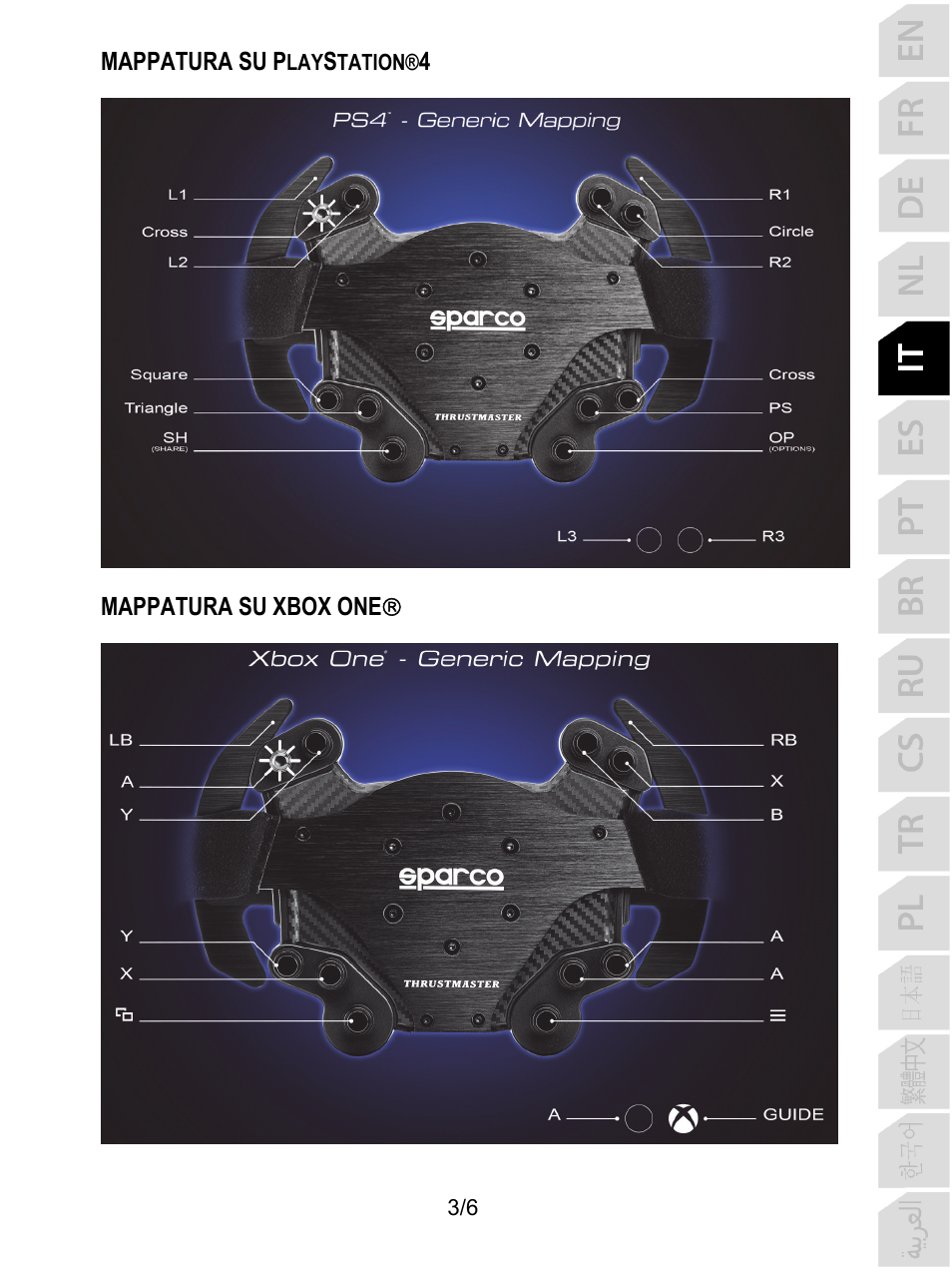 Mappatura su p, Mappatura su xbox one | Thrustmaster P310 Mod TM Competition Add-On SpWheel User Manual | Page 28 / 95